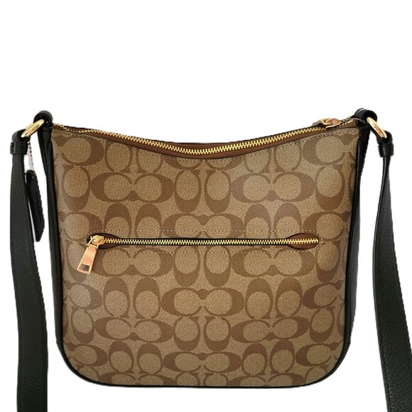 Coach C1649 Signature Ellie File Bag Crossbody Handbag Khaki Black - Picture 4 of 7